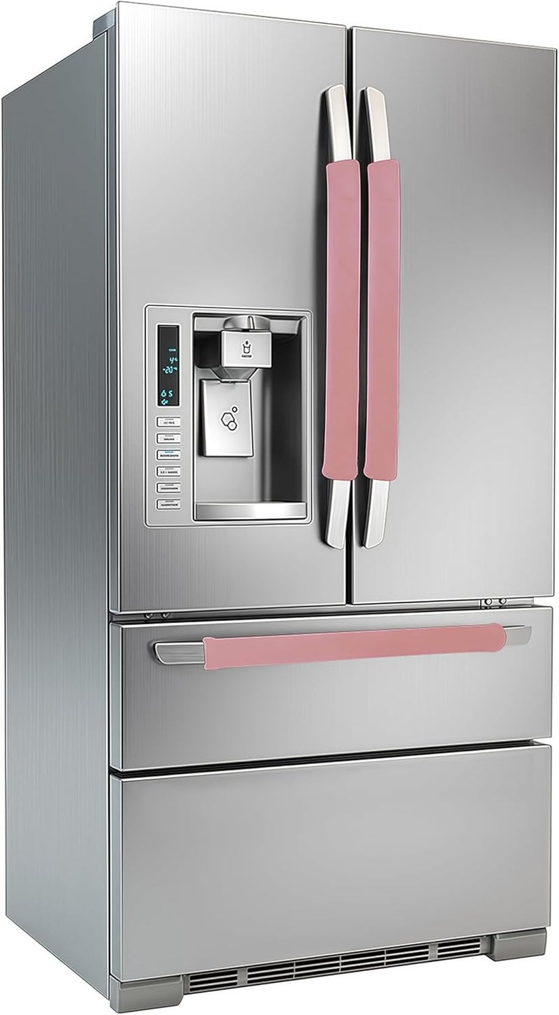 Daixers 3PCS Refrigerator Door Handle Covers Kitchen Decor Keep Appliance Clean Anti-Static Stains for Fridge Dishwashers Velvet (Pink) - Image 1